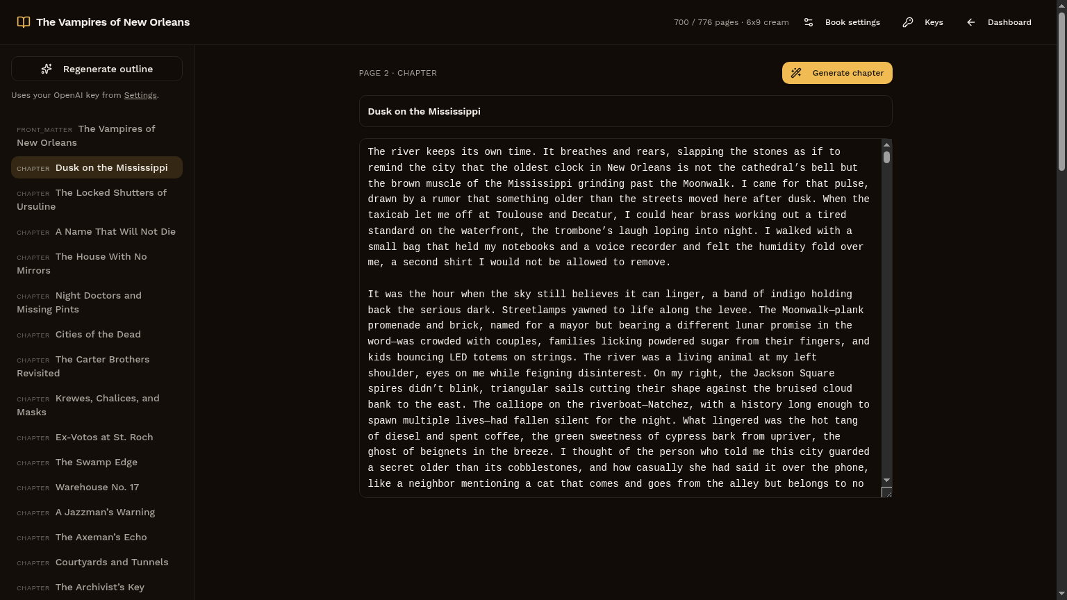 KDP Studio manuscript editor with AI assist